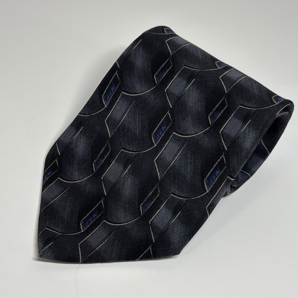 Dockers Khakis Necktie Mens OS Black Geometric 100% Silk Abstract Corporate